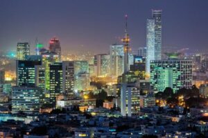 Tel Aviv skyline at night